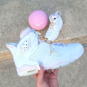 NWOT!!! | Jordan 6 | WMNS | Gold Hoops | Pink | White |  High Tops | Size 8